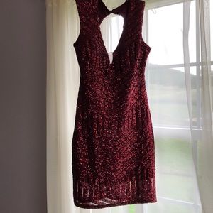 Maroon sequin mini dress